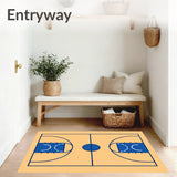 Basketball Court Light Wood Floor Blue Key Blue Lines(Beige)