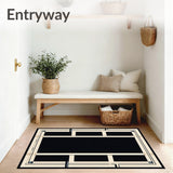 Athens Echoes Geometric Bordered Area Charcoal And Beige Tones(Black)