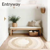 Minimalist Round With Concentric Circular Motifs And Creamy Beige Palette(Beige)