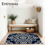 Elegant Blossom with Interlocking Floral Trellis(Blue)