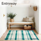 Artistic Irregular Plaid with Blue Green and Light Beige Contrasts(Beige)