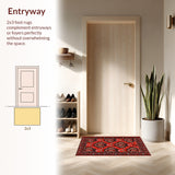 Ultra Soft Area Rug, Non Slip, Stain Resistant, Washable Area Rugs for Living Room, Bedroom, Western Cat Design Plush(Red)