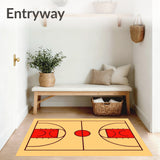 Basketball Court Beige Floor Red Key Brown Lines(Beige)