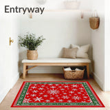 Festive Snowflake Holiday Celebration Pathway Textile Accent(Red)