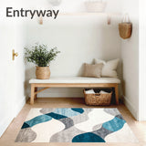 Contemporary Geometric Waves with Gray Light Blue and Cream Accents(Gray)