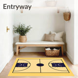 Basketball Court Beige Floor Navy Key Black Lines(Beige)