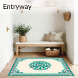 Wave Medallion Trellis Contemporary Decorative Flooring (Turquoise) - ODIKA