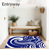Abstract Wave Motion with Flowing Curves Contemporary Design (Blue)