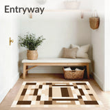 Contour Chequered Area Modern Brown Beige Palette(Beige)