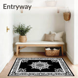 Retro Medallion Interlocking Motif with Stylized Scrollwork Accents(Black)