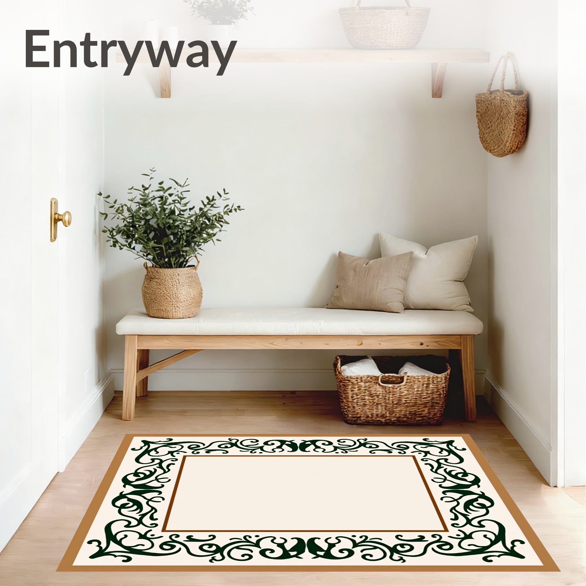 Mediterranean Vine Scroll Framed Border Transitional Elegant (Brown) - ODIKA