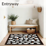 Charming Ghostly Faces Tufted Carpet Non Slip Rug for Festive Entryway(Black)