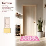 Ultra Soft Area Rug, Non Slip, Stain Resistant, Washable Area Rugs for Living Room, Bedroom, Western Cowgirl Bath Mat(Pink)
