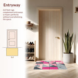 Ultra Soft Area Rug, Non Slip, Stain Resistant, Washable Area Rugs for Living Room, Bedroom, Shaggy Geometric Plush(Pink)