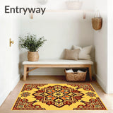 Vintage Inspired Floral Medallion with Interlocking Abstract Motifs(Yellow)