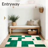 Modern with Beige Ground and Bold Emerald Green Geometric Shapes(Green)