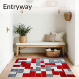 Waterproof Patio Rug Red with Anthracite Accents(Red)