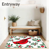 Festive Cardinal Perched Among Holly Branch Winter Scene(Red)