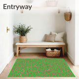 Winter Cane Stripe Floor Collection Swirl Motif(Green)