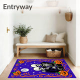 Spooky Skeletal Love Story Decorative Floor Covering(Purple)