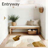 Elegant Beige & Brown Swirl Line Area(Beige)