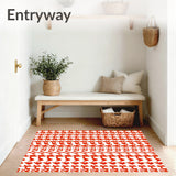 Houndstooth Inspired Floor Covering with Abstract Zigzag(Red)