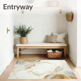 Luxurious Beige Bathroom Abstract Marble Stone Design(White)