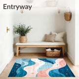 Marine Life Abstract with Pastel Waves and Sea Creature Shapes(Blue)