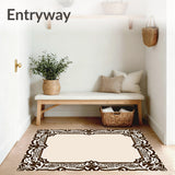 Abstract Floral Damask with Frame and Subtle Motif Layers(Brown)