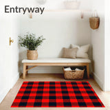 Winter Gingham Check Entry with Rustic Cabin Appeal(Red)