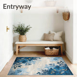 Blue & Beige Non Shedding Abstract(Blue)