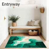 Emerald Echoes Beige & Verdant Abstract Art Area(Dark Teal)