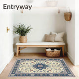 Harmony Embrace Non Slip Beige & Blue Medallion(Beige)