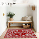 Nordic Snowflake Medallion with Festive Motif Accents(Red)