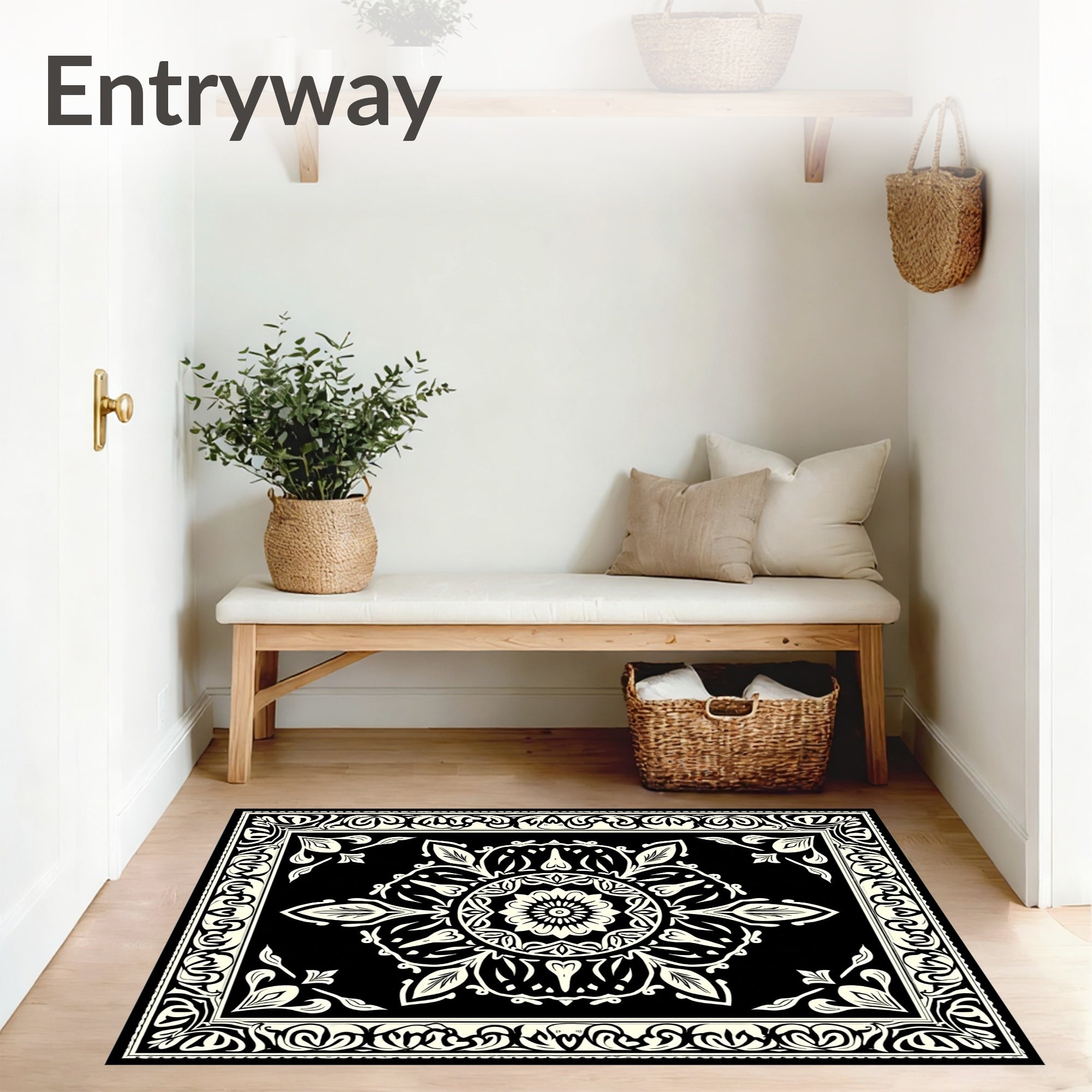 Medallion with Swirling Paisley Accents (Black) - ODIKA