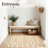 Beige & Tan Geometric Area Modern Neutral Hallway(Beige)
