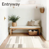 Cream Patio With Modern Abstract Striped Design For Spaces(Beige)