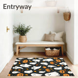 Spooky Season Kitchen Area Rugs Set Pack Non Slip Halloween Decor(Gray)