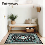 Floral Medallion Scrollwork Motif with Intricate Baroque Accents (Black)