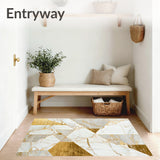 Auraweave Area Abstract Beige Gold Marble Geometric(White)