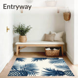 Coastal Pineapple and Tropical Leaf Area Rug in Navy and Ivory Shades(Blue)