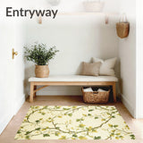 Botanical Beige Runner Floral Hallway Entryway Leaf Mat(Ivory)