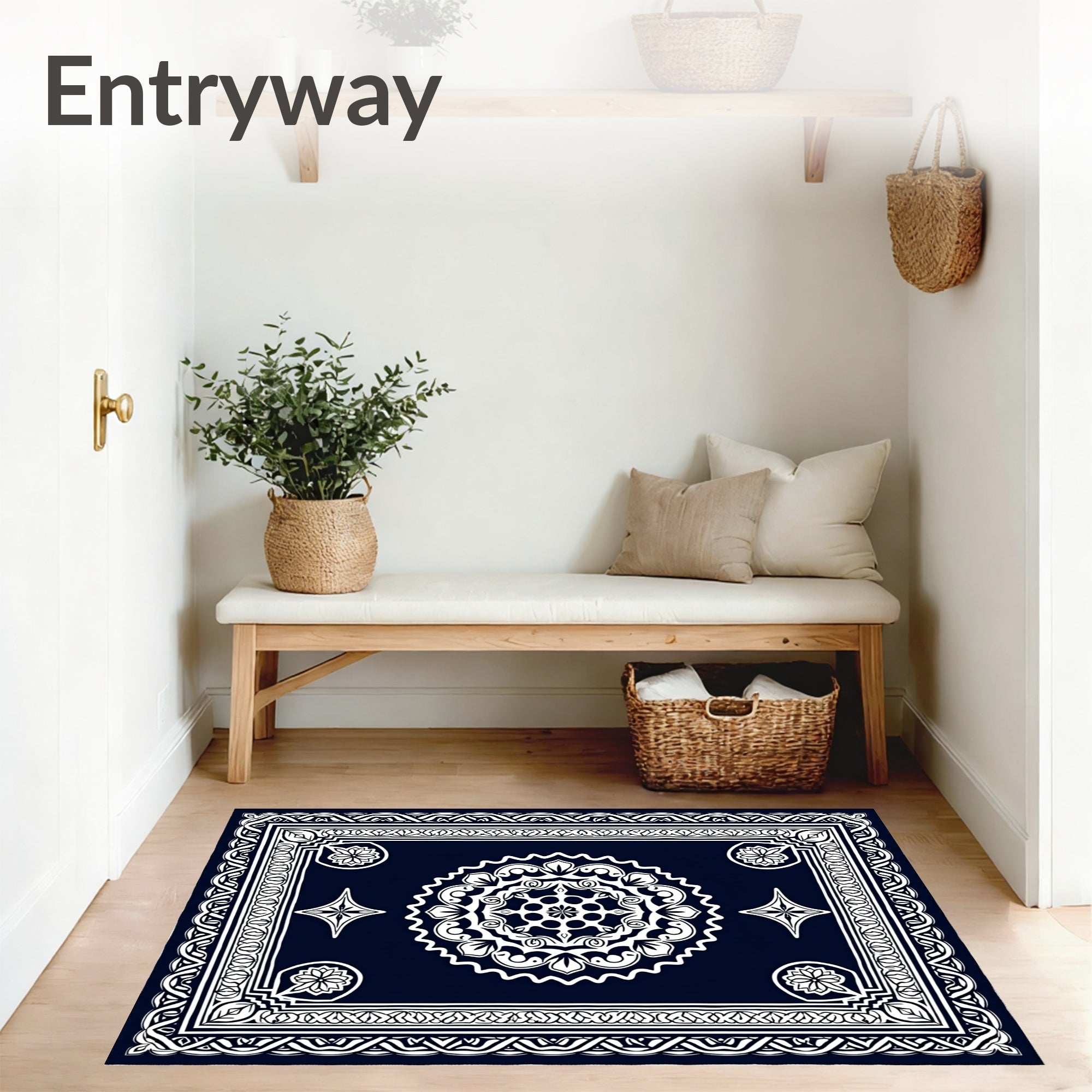 Elegant Interlocking Medallion Floral Lattice Contemporary Symmetrical (Black) - ODIKA