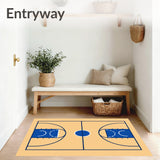 Basketball Court Beige Floor Blue Key Dark Blue Lines(Beige)