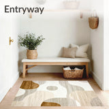 Beige Entryway Runner With Contemporary Abstract(Beige)