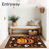 Harvest Moon Pumpkin Medallion Circular Tapestry(Orange)