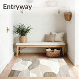 Contemporary Square Beige Abstract Design(Beige)