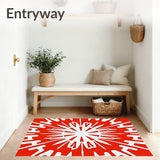 Retro Sunburst Check with Vintage Abstract Motifs(Red)