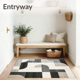 Artistic Kitchen Runner Modern Beige & Abstract Geometric Area(Gray)