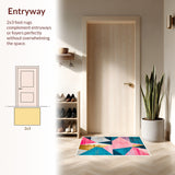 Ultra Soft Area Rug, Non Slip, Stain Resistant, Washable Area Rugs for Living Room, Bedroom, Abstract Geo Pattern(Red)